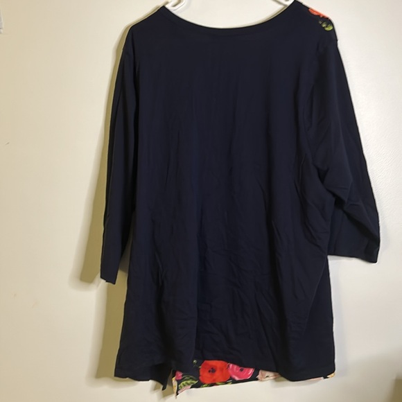 Lane Bryant cottage core long sleeve top size 22 blue red pink green flo… - Picture 6 of 7
